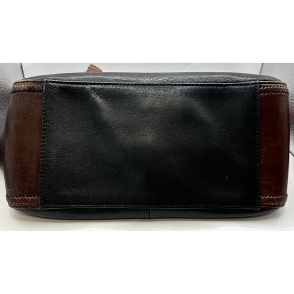 FOSSIL Vintage Black Pebbled Leather Bag Woven  Handles Shoulder Purse Key Charm - Picture 6 of 12